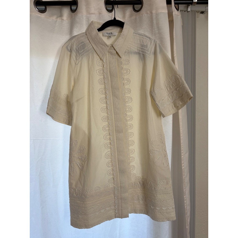 Sea New York Ryleigh Ric Rac Button Up Dress Embroidered Oversized Size XS - Picture 2 of 11